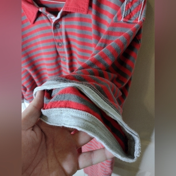 Vintage Streetwear ENYCE Polo Shirt Hip Hop Vintage Gray Red Striped XXL - Picture 4 of 4